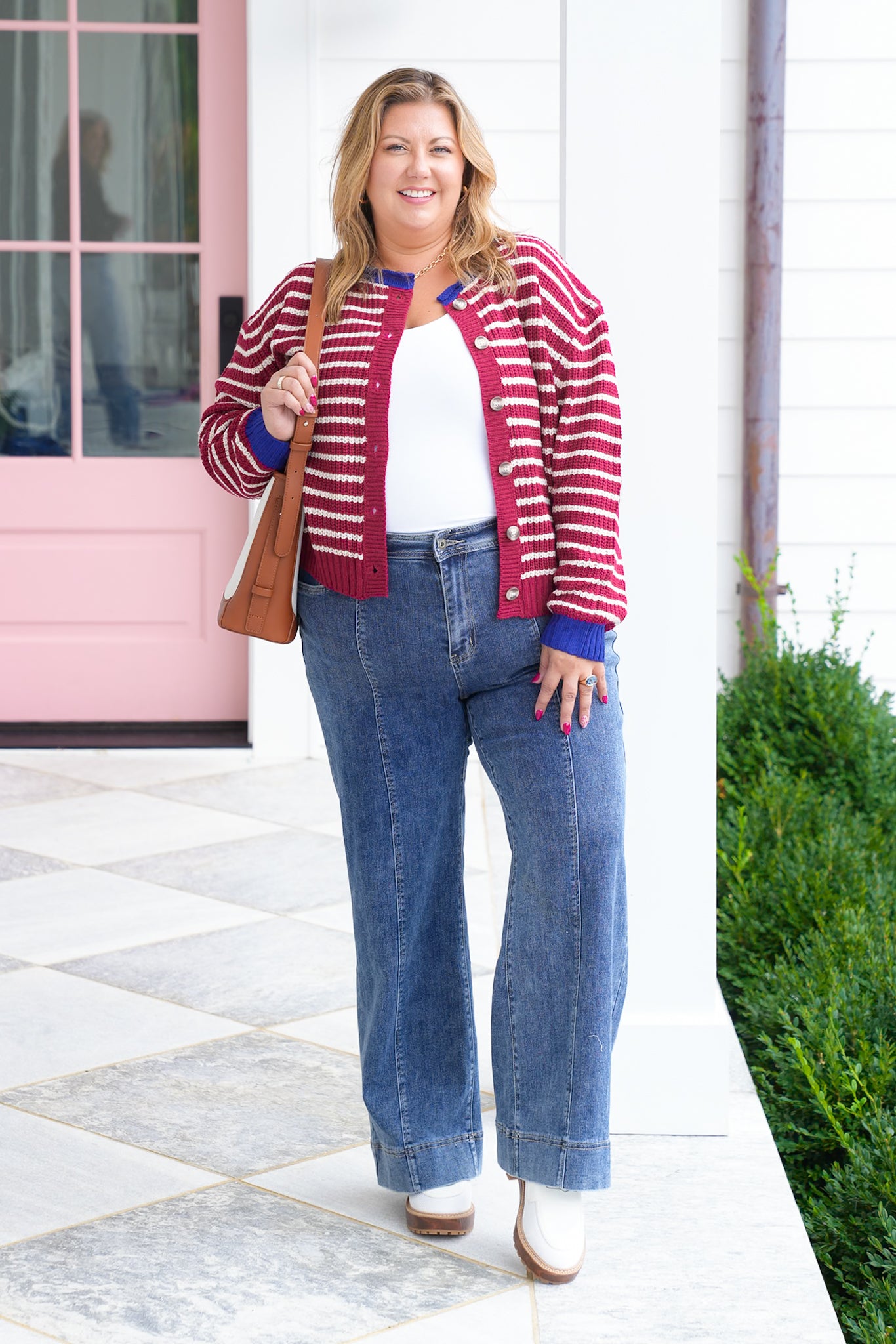 Stripe Long Sleeve Button Down Cardigan