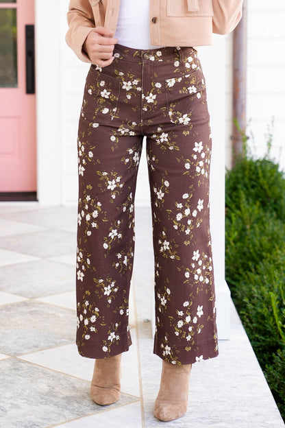 Floral High Waist Wide Leg Pants