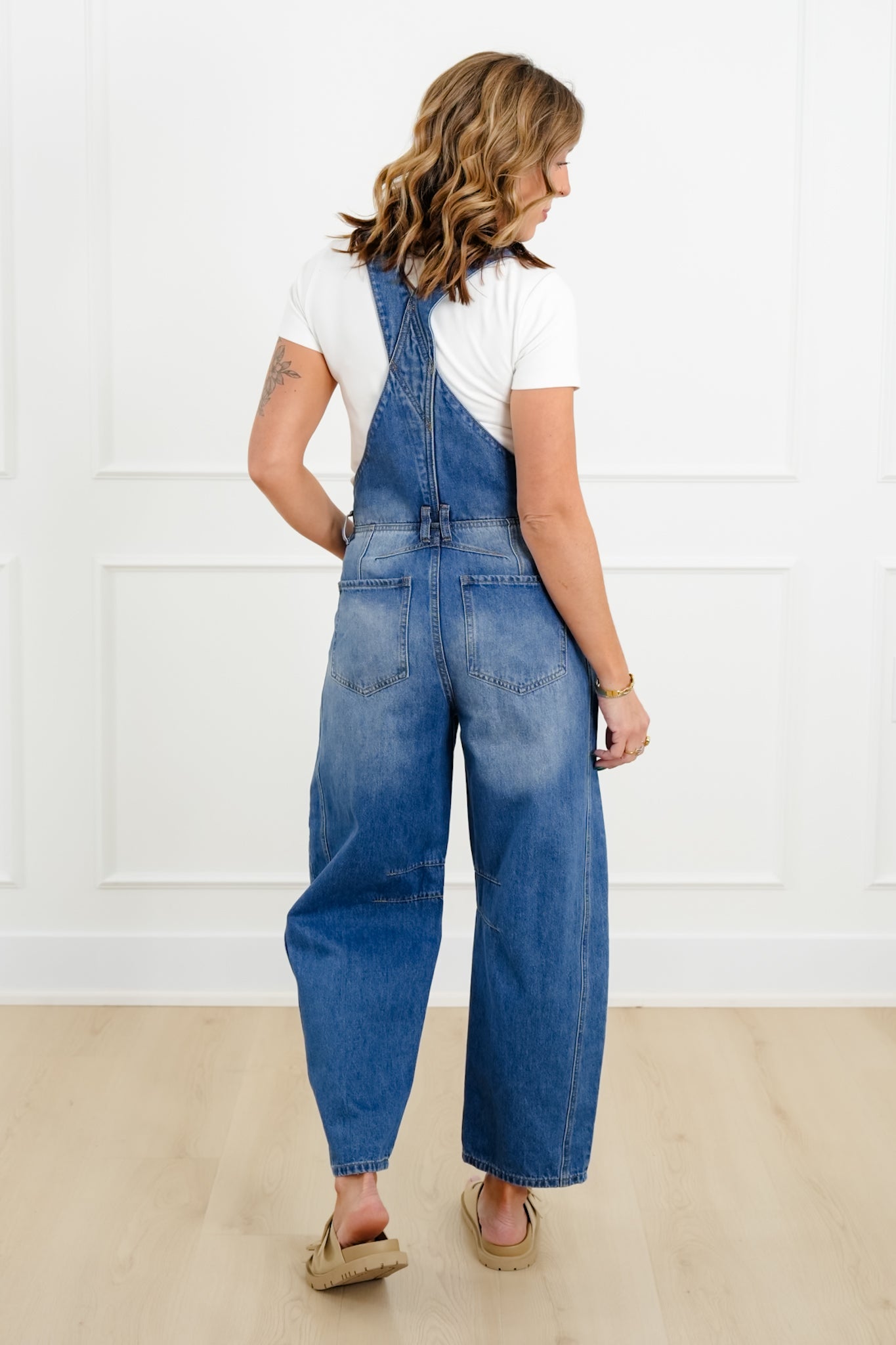 Medium Washed Barrel Overalls