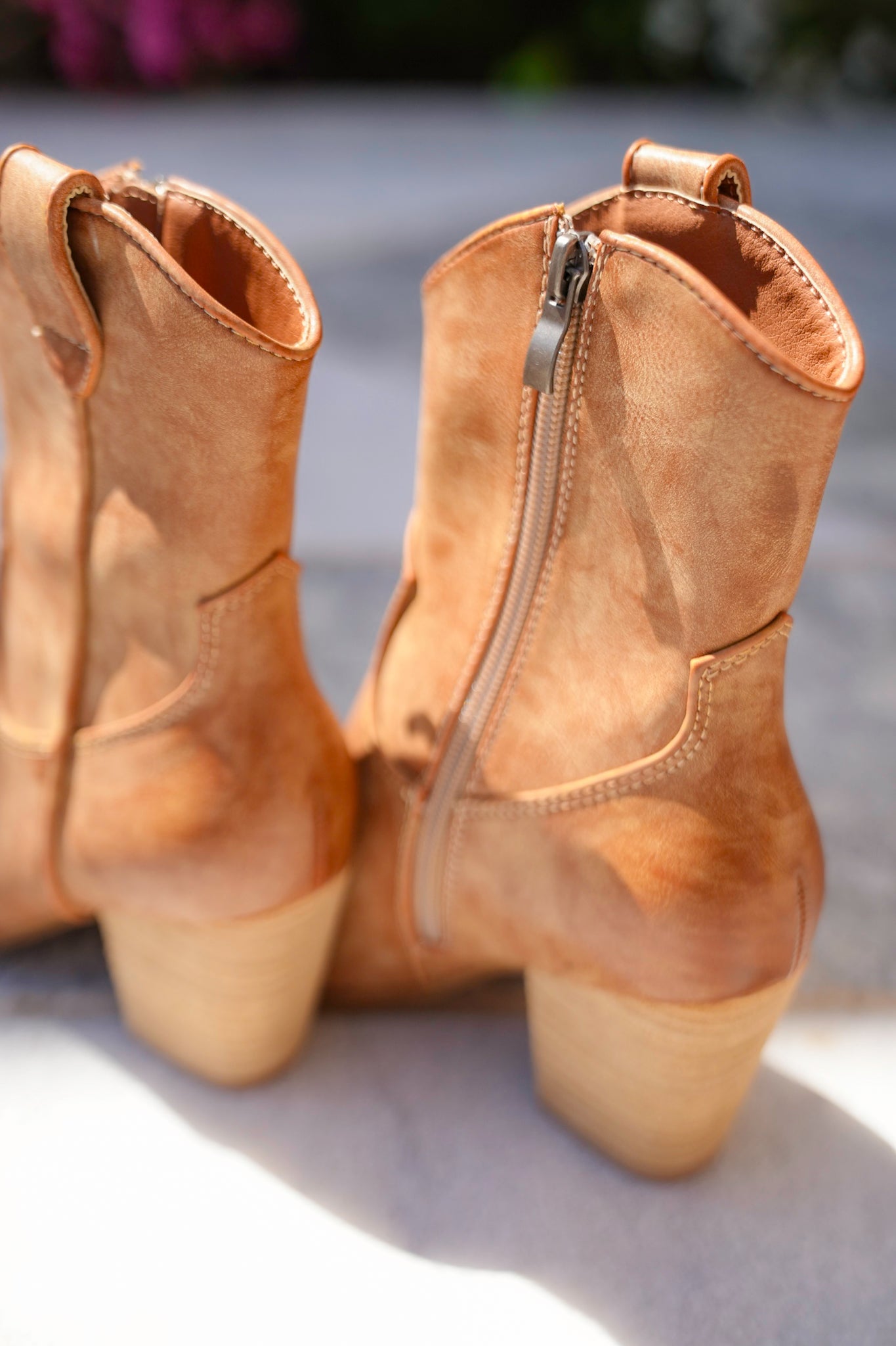 Chunky Heel Metal Toe Cap Ankle Booties