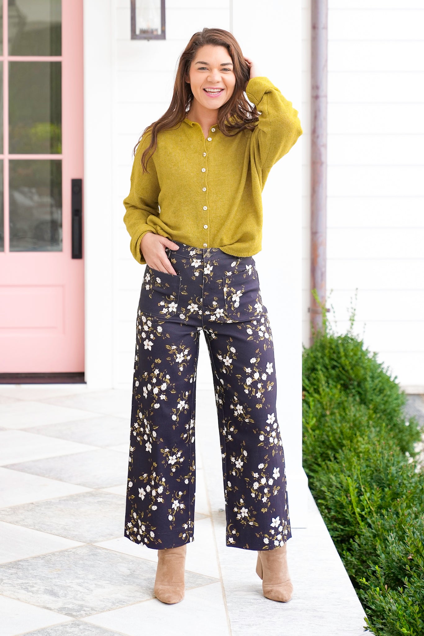 Floral High Waist Wide Leg Pants