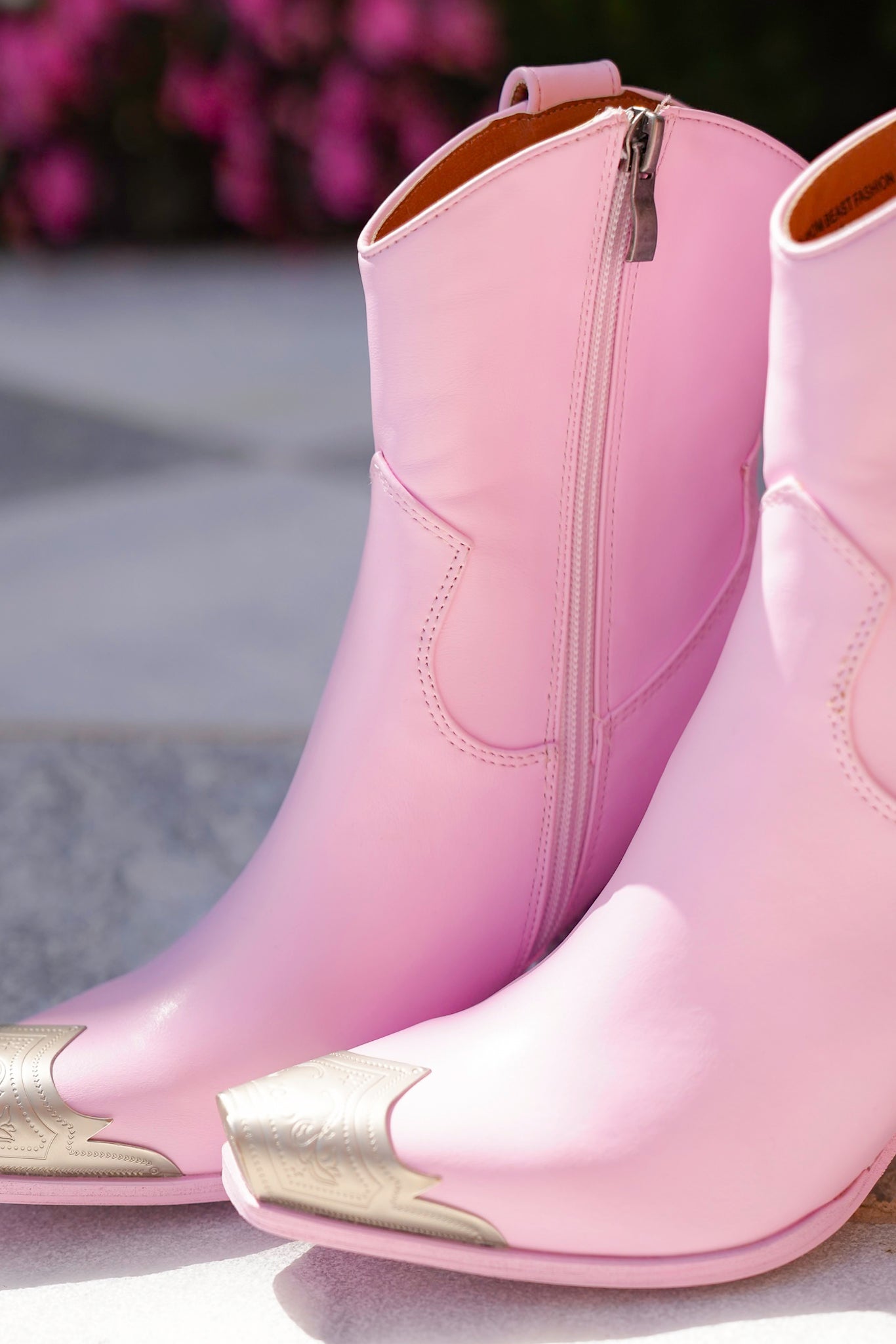 Chunky Heel Metal Toe Cap Ankle Booties