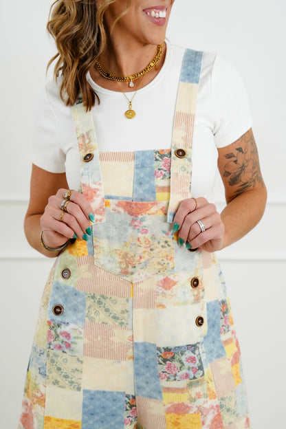 Plus/Reg Flower Patchwork Overall