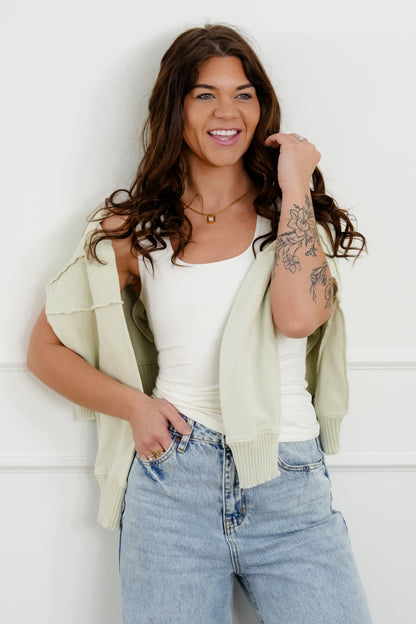 Double Knit Square Neck Tank Top