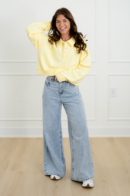 Yellow Long Short Button Up Pullover Sweater
