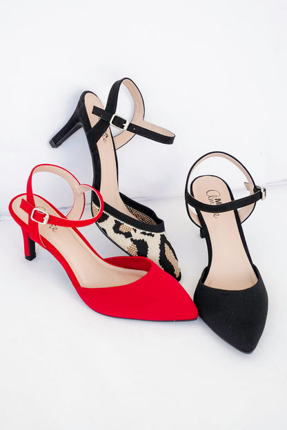 MIA Pointed Toe Knit Heel with Ankle Strap