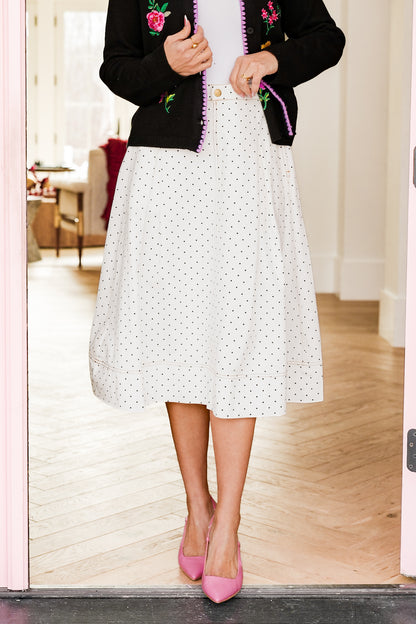 Plus/Reg Polka Dot A-Line Midi Skirt