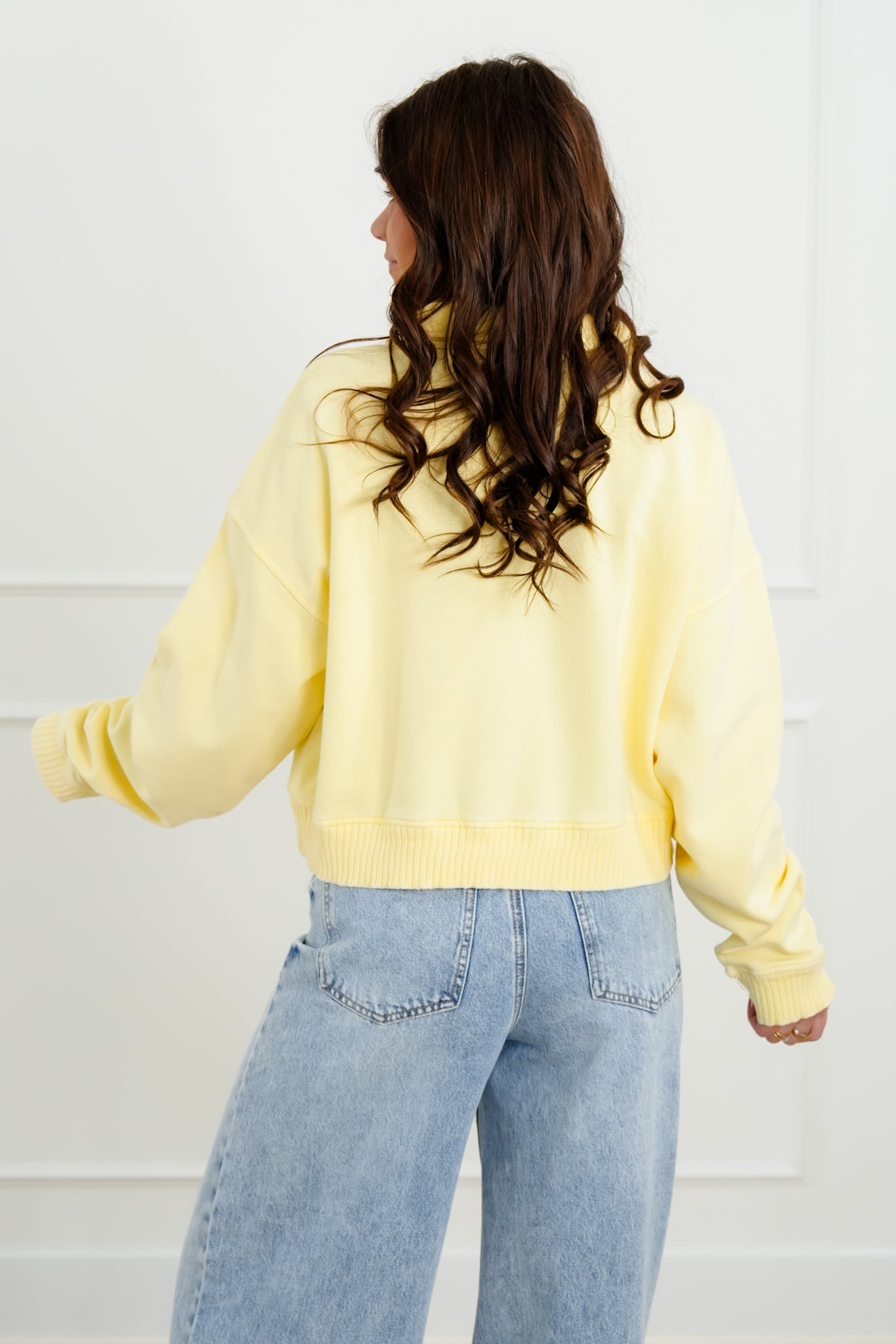 Yellow Long Short Button Up Pullover Sweater