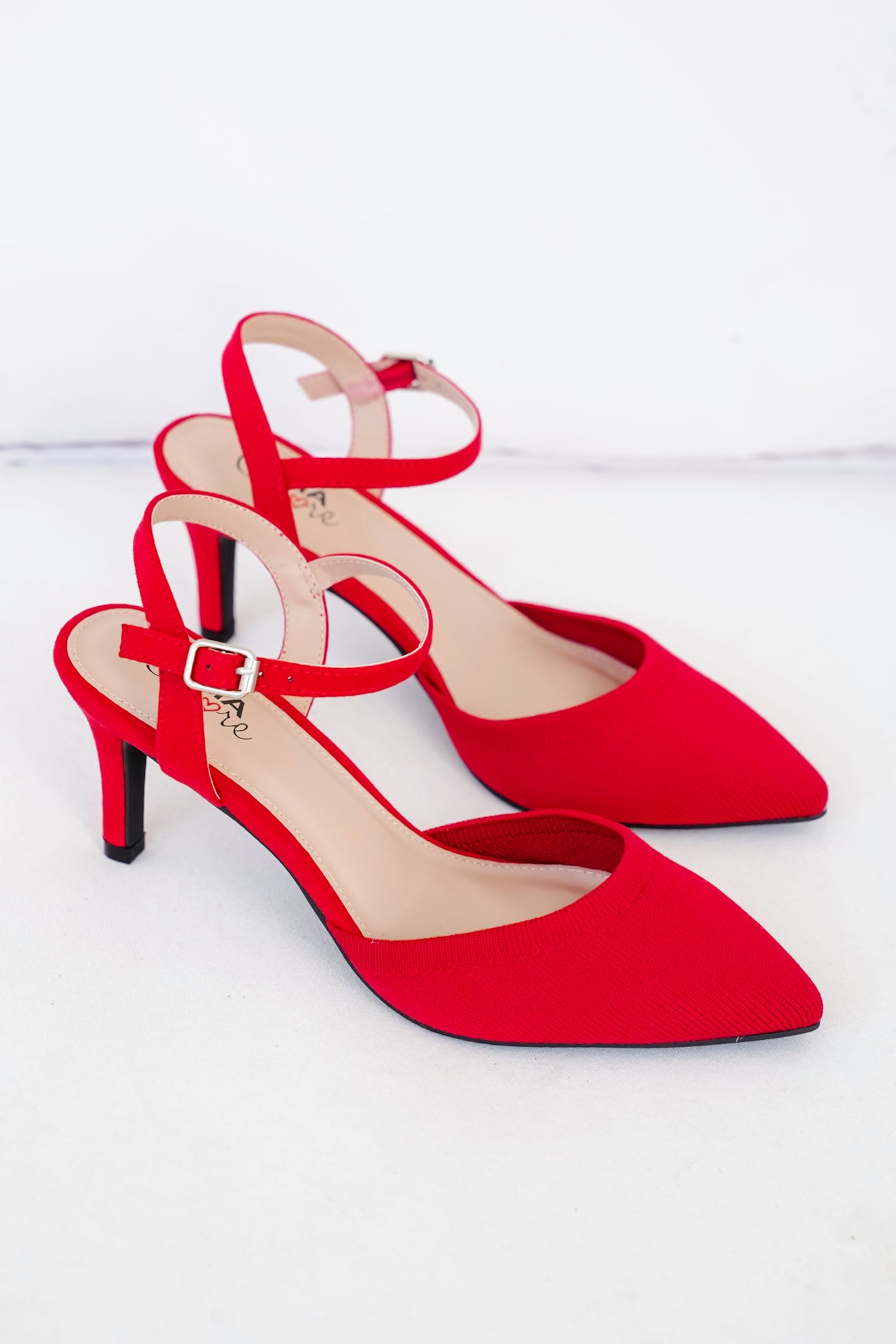 MIA Pointed Toe Knit Heel with Ankle Strap