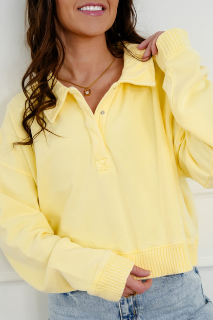 Yellow Long Short Button Up Pullover Sweater