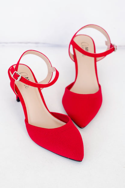 MIA Pointed Toe Knit Heel with Ankle Strap