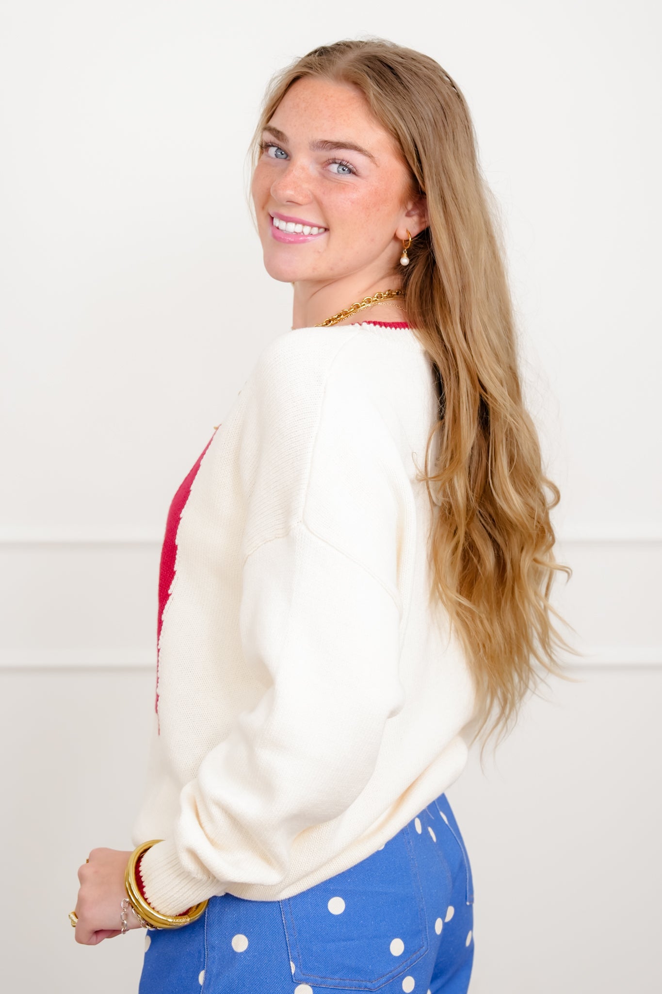 Knit Long Sleeve "USA" Crew Neck Sweater