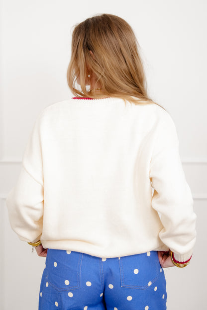 Knit Long Sleeve "USA" Crew Neck Sweater