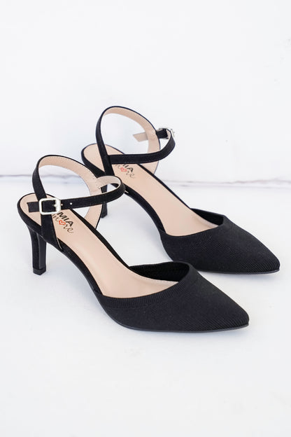 MIA Pointed Toe Knit Heel with Ankle Strap