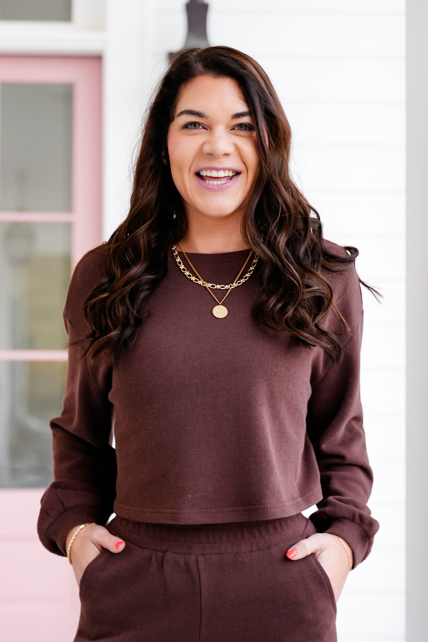 Knit Long Sleeve Pullover Top and Pants Set