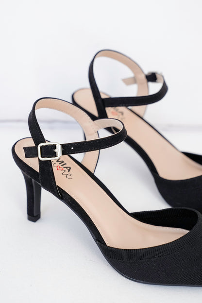 MIA Pointed Toe Knit Heel with Ankle Strap