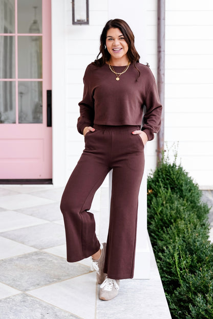 Knit Long Sleeve Pullover Top and Pants Set