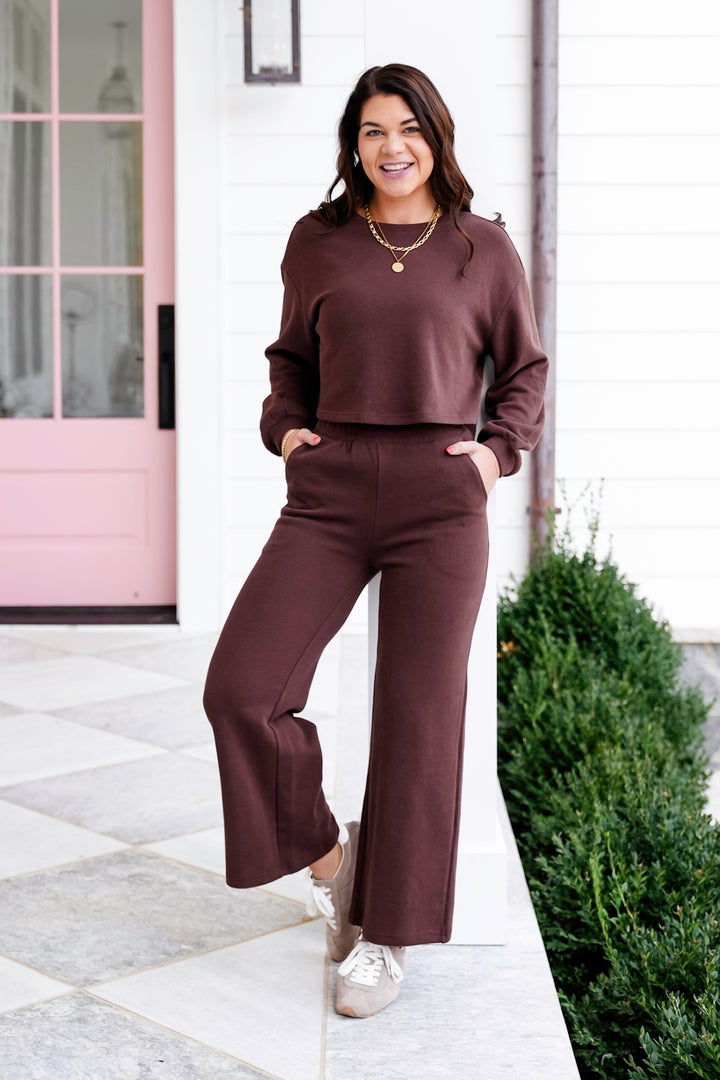 Knit Long Sleeve Pullover Top and Pants Set