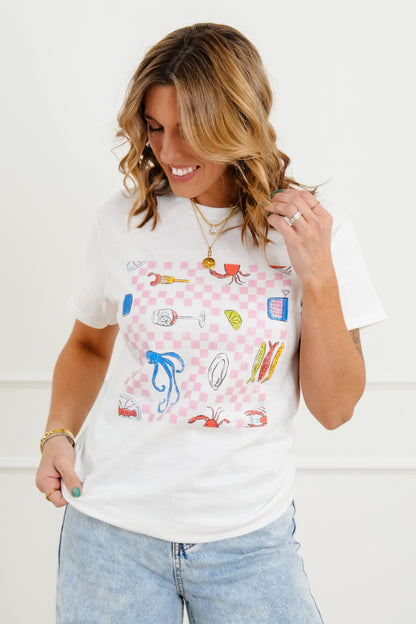 Plus/Reg Short Sleeve Seafood Graphic Tee