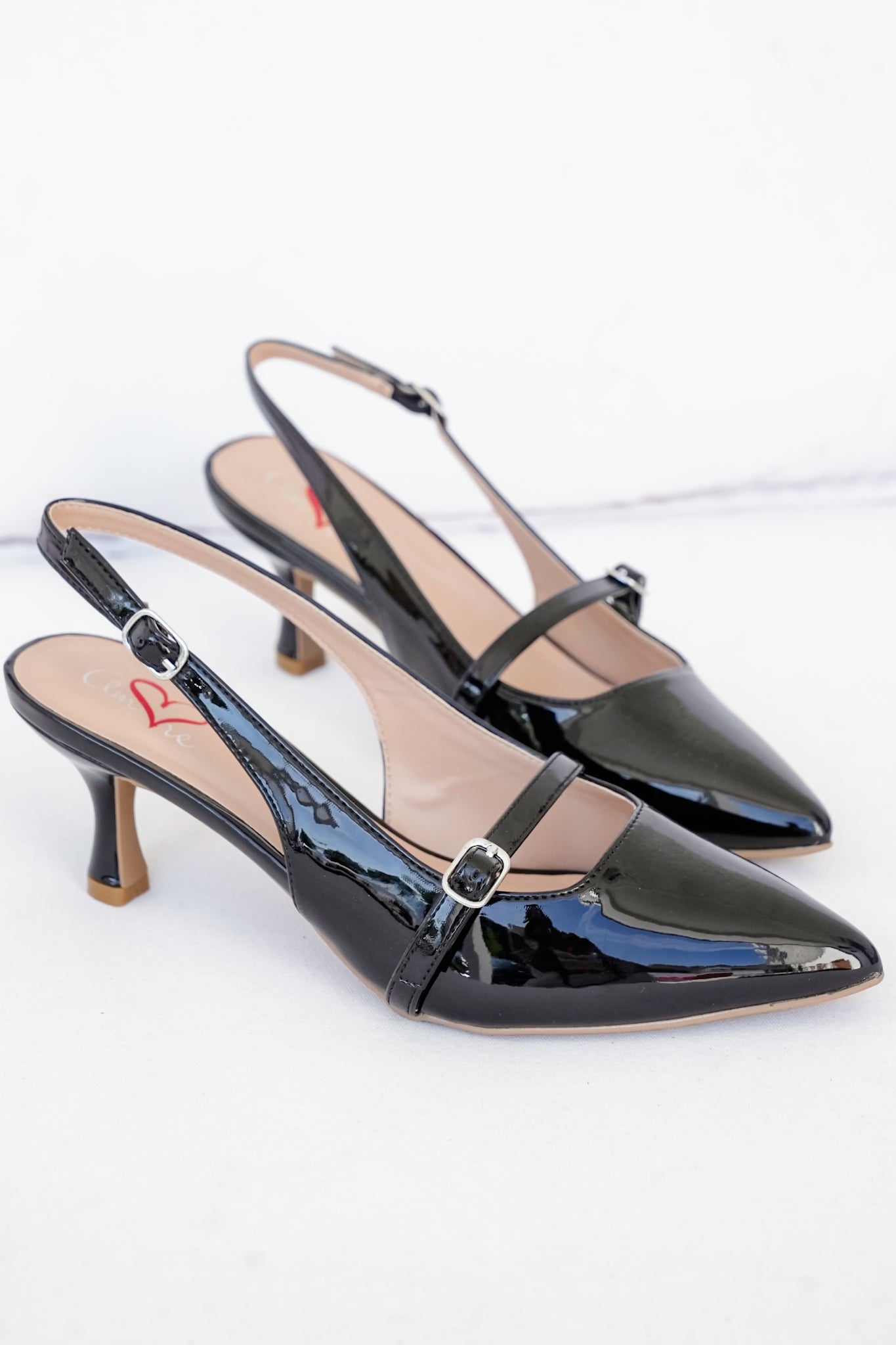 MIA Pointed Toe Slingback Heel with Buckle Strap