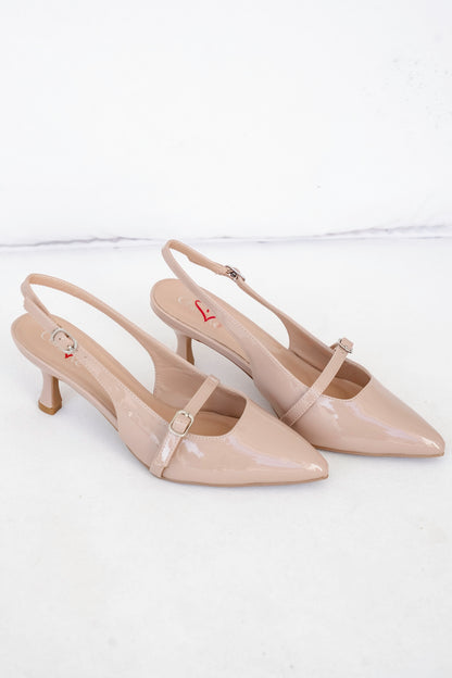 MIA Pointed Toe Slingback Heel with Buckle Strap
