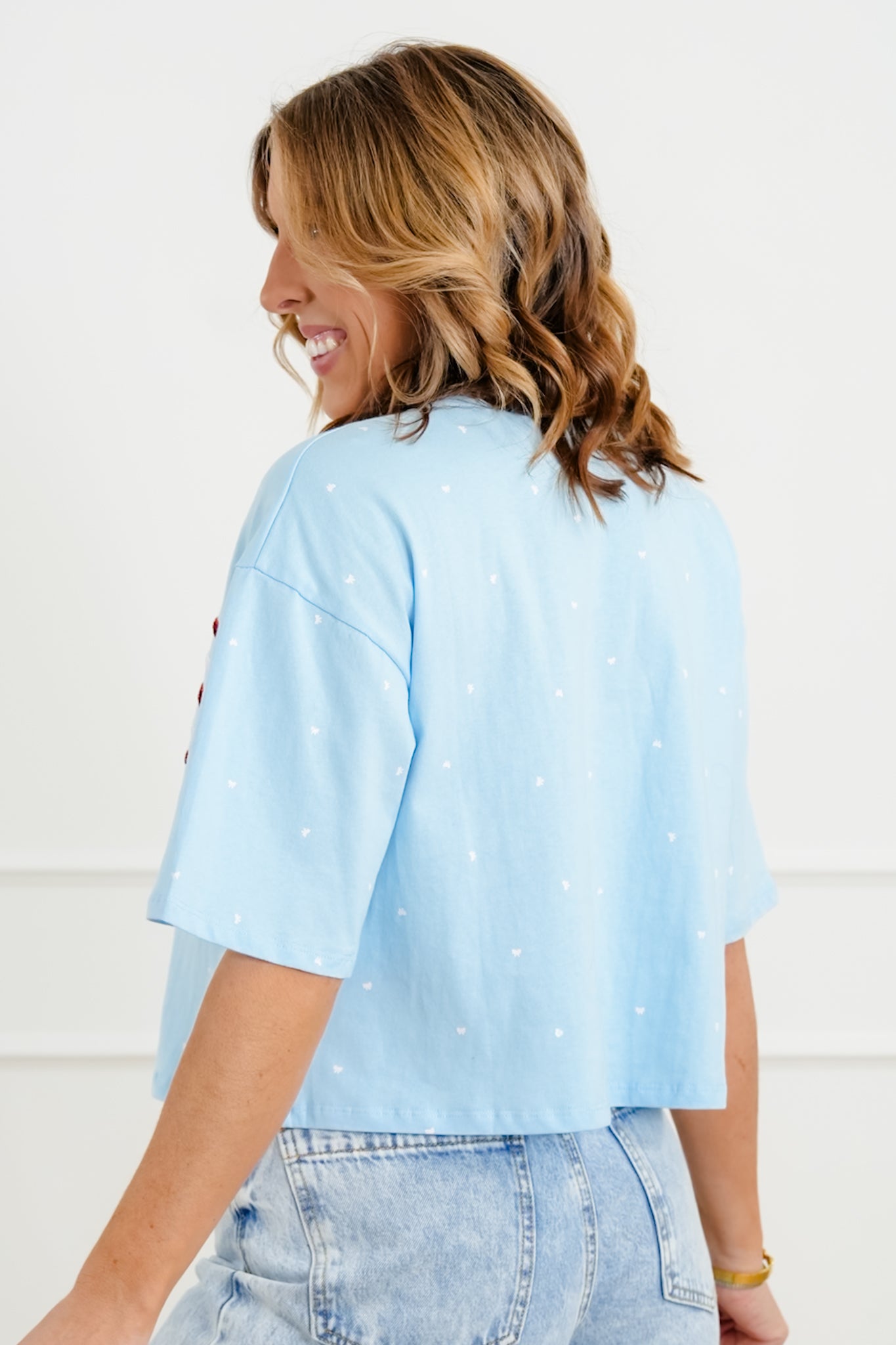 Restock! Short Sleeve Ribbon American Flag Top with Bow Detail