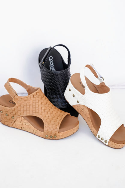 Corky's "Carley" Woven Platform Wedge Sandal with Cork Heel and Studded Detail