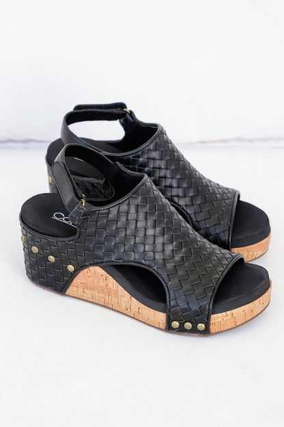 Corky's "Carley" Woven Platform Wedge Sandal with Cork Heel and Studded Detail