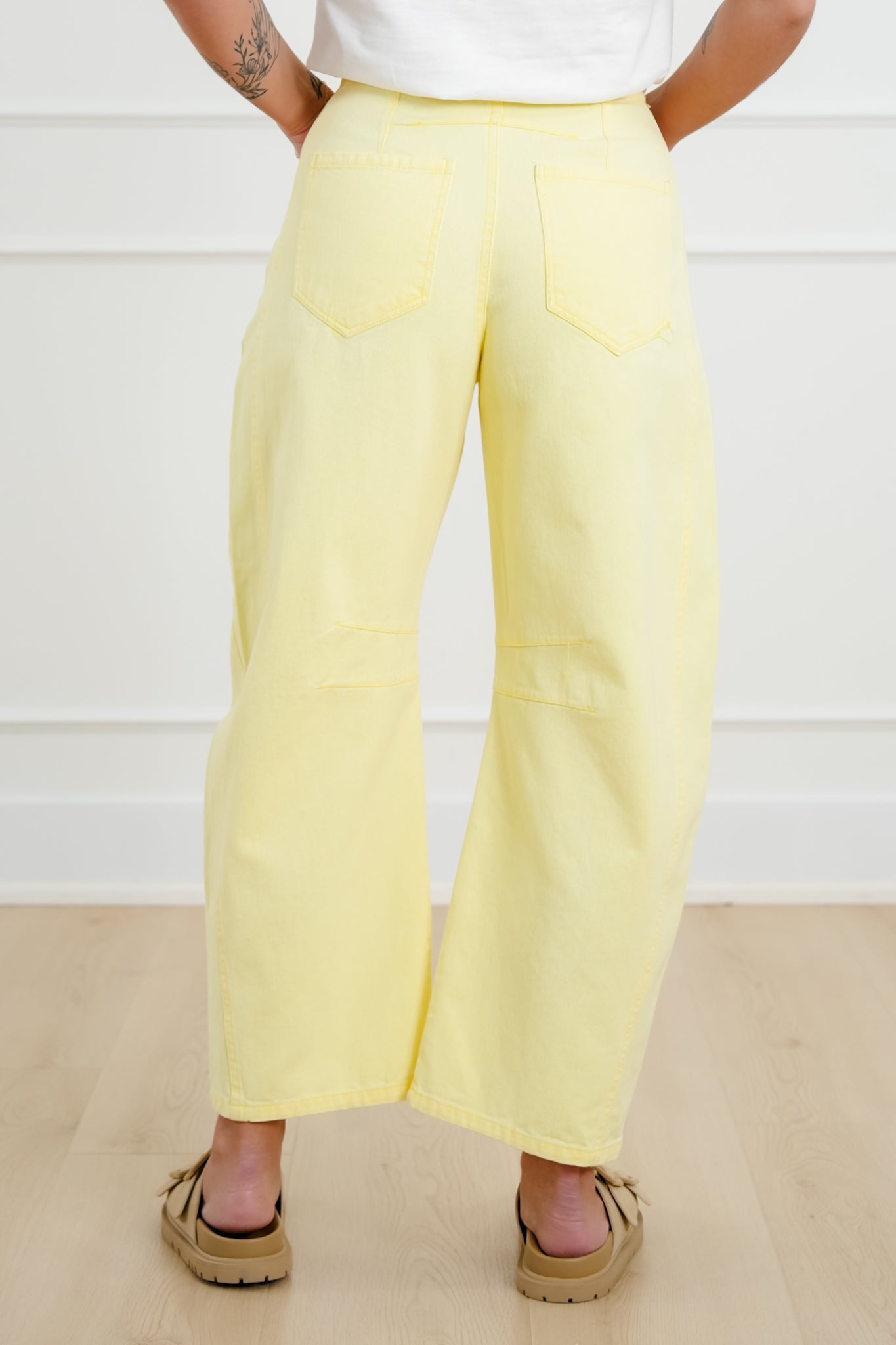 Wash High Waist Barrel Pants with Belt