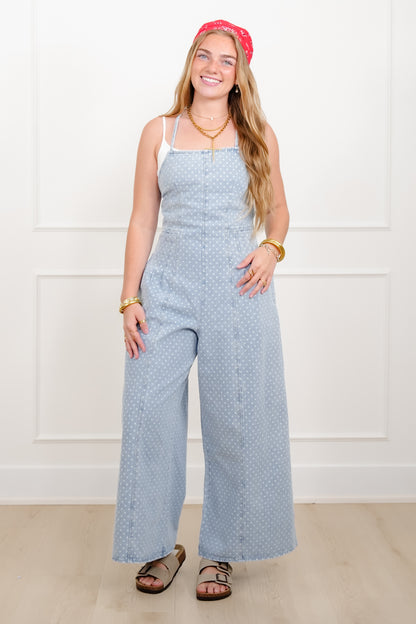 Polka Dot Pleat Sleeveless Overalls