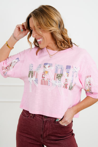 Short Sleeve "America" Top with Bow