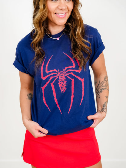 Plus/Reg Short Sleeve Navy With Great Power Comes Great Responsibility Graphic Tee