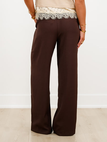 Solid Pleated High Waist Wide Leg Pants