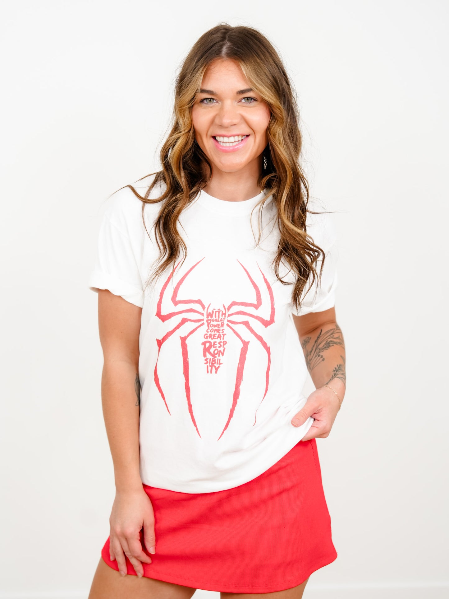 Plus/Reg Short Sleeve With Great Power Comes Great Responsibility Graphic Tee