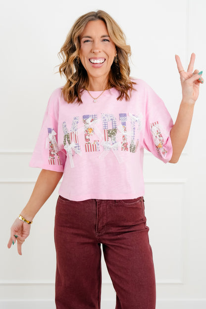 Short Sleeve "America" Top with Bow