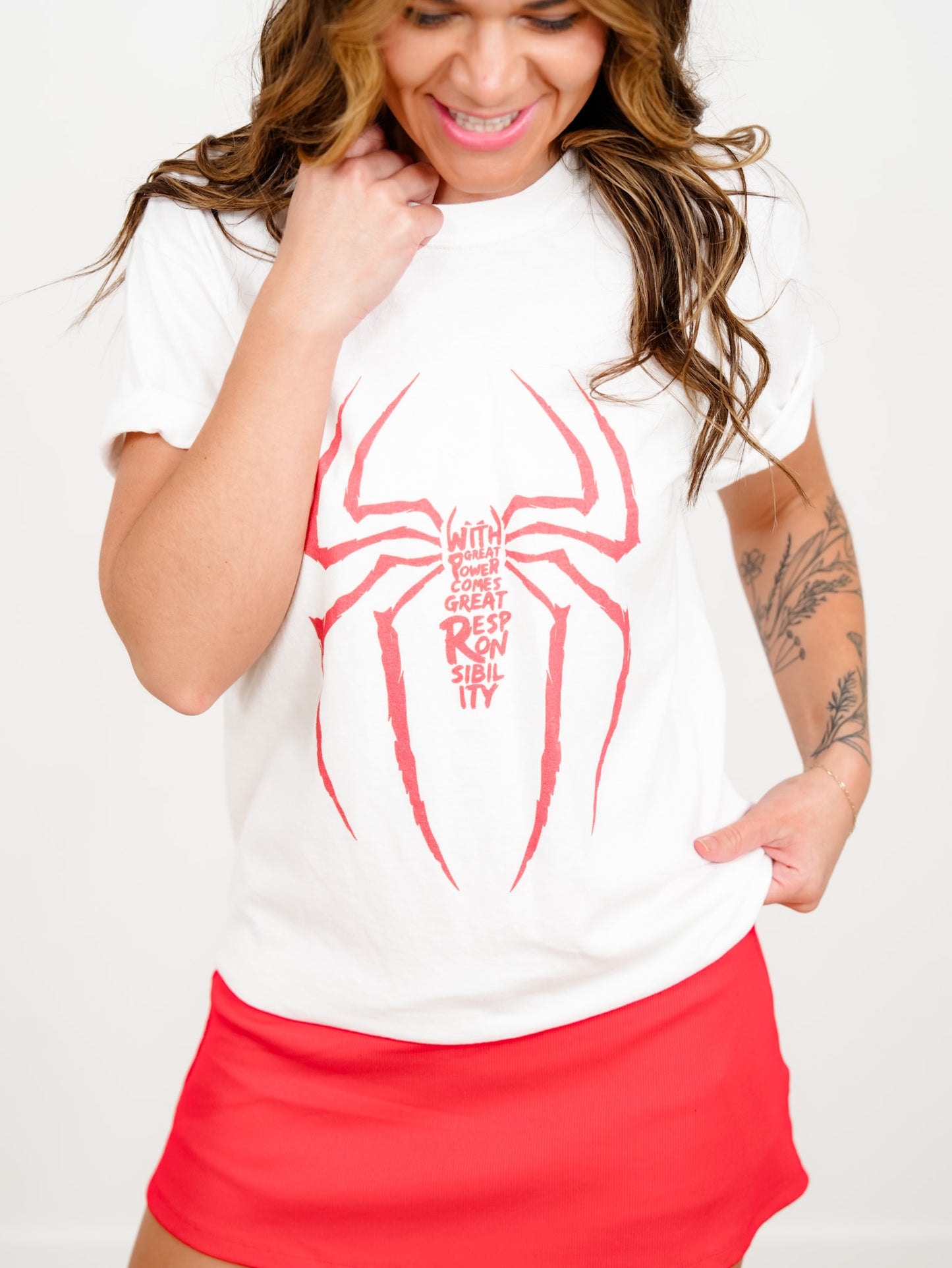Plus/Reg Short Sleeve With Great Power Comes Great Responsibility Graphic Tee