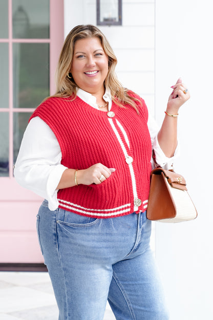Sleeveless Button Down Sweater Vest