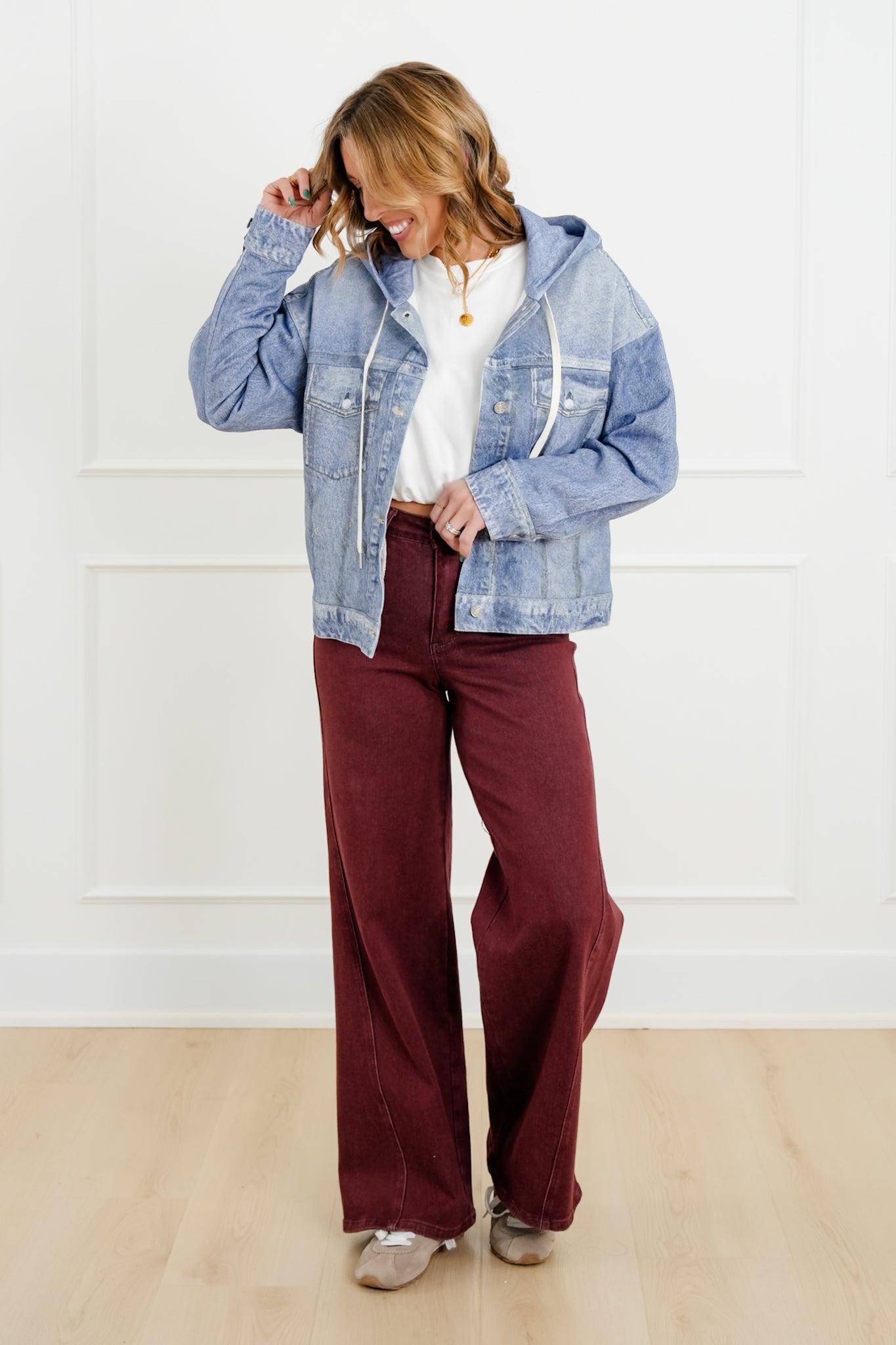 Acid Print Long Sleeve Hooded Button Down Jacket