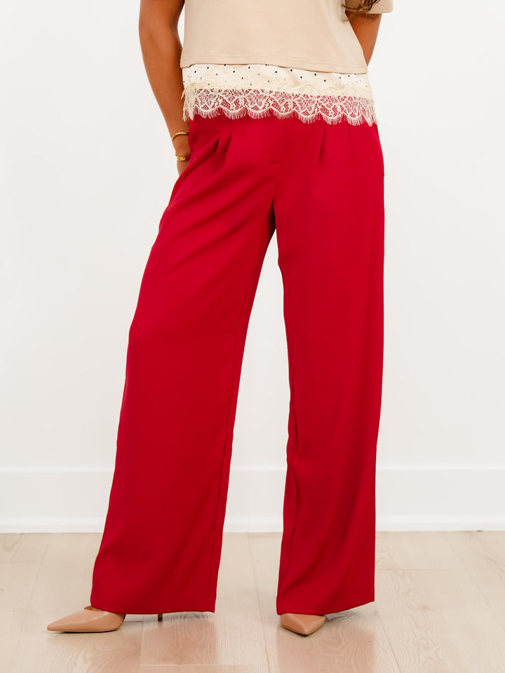 Solid Pleated High Waist Wide Leg Pants