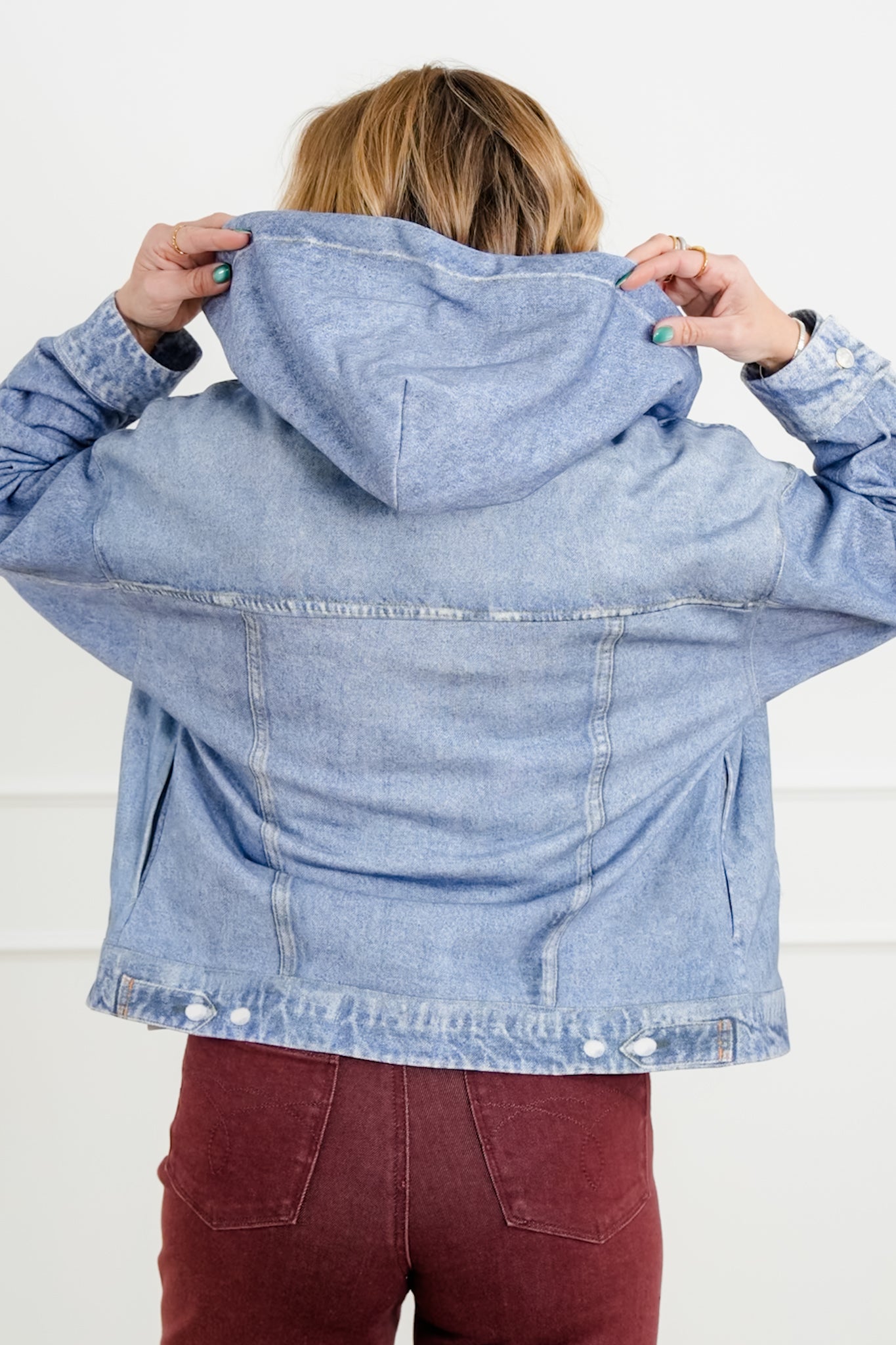 Acid Print Long Sleeve Hooded Button Down Jacket