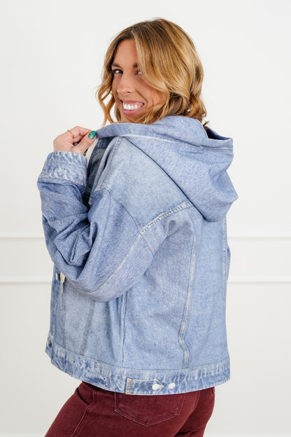 Acid Print Long Sleeve Hooded Button Down Jacket