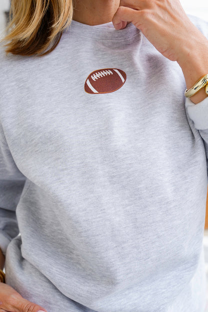 Plus/Reg Long Sleeve Tiny Football Graphic Sweatshirt