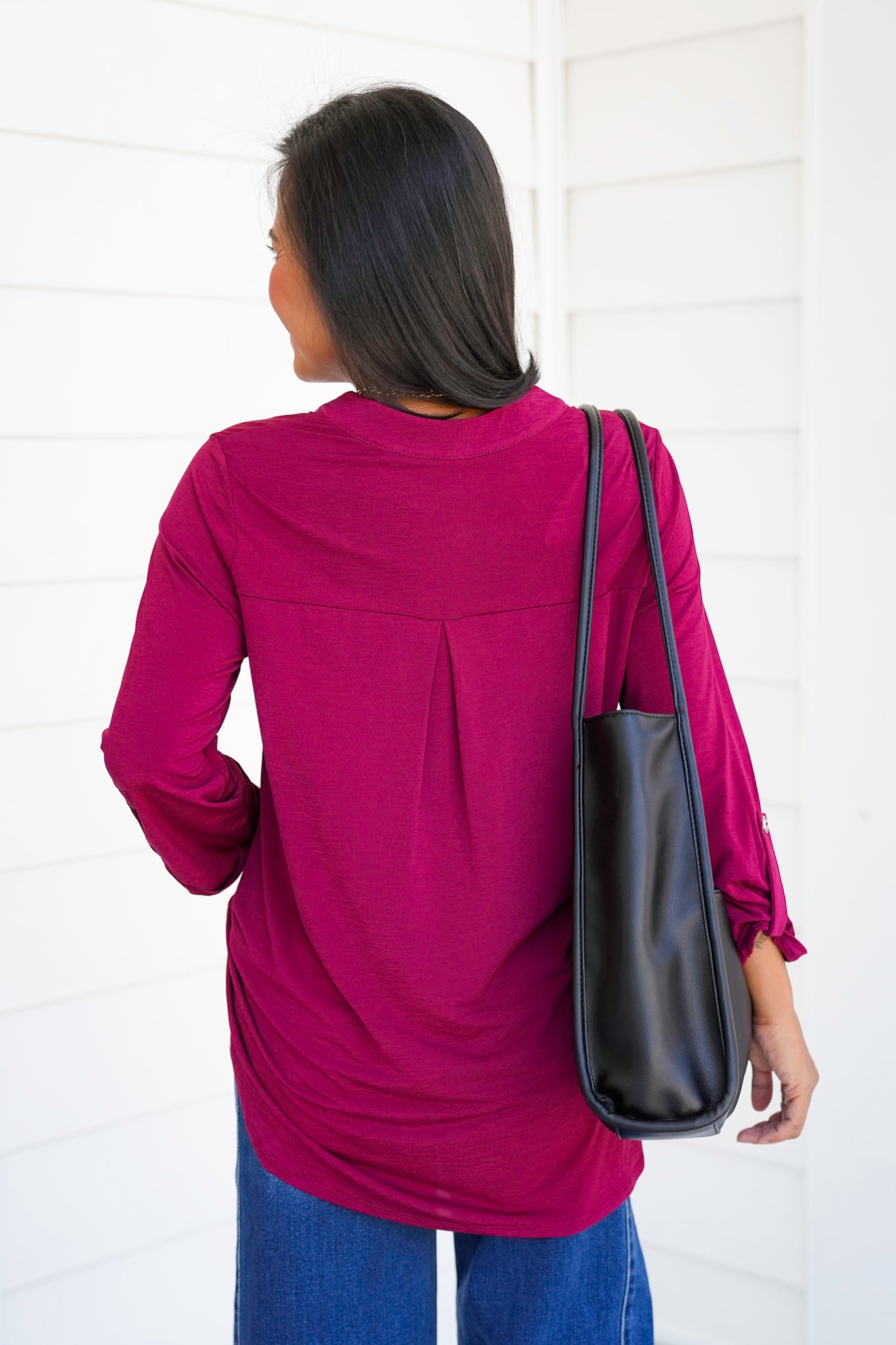 Door Buster! Plus/Reg 3/4 Sleeve Split Neck Tunic Top