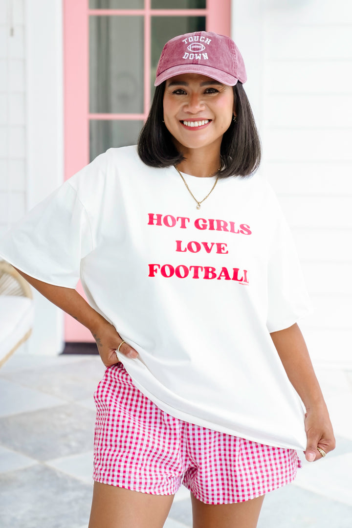 Plus/Reg Short Sleeve "Hot Girls Love Football" Graphic Tee