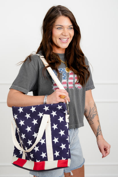 Stars and Stripes USA Flag Canvas Tote Bag
