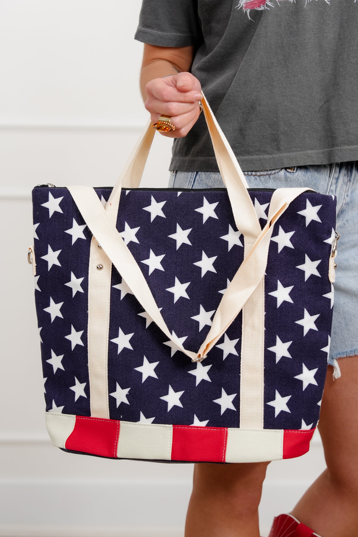 Stars and Stripes USA Flag Canvas Tote Bag