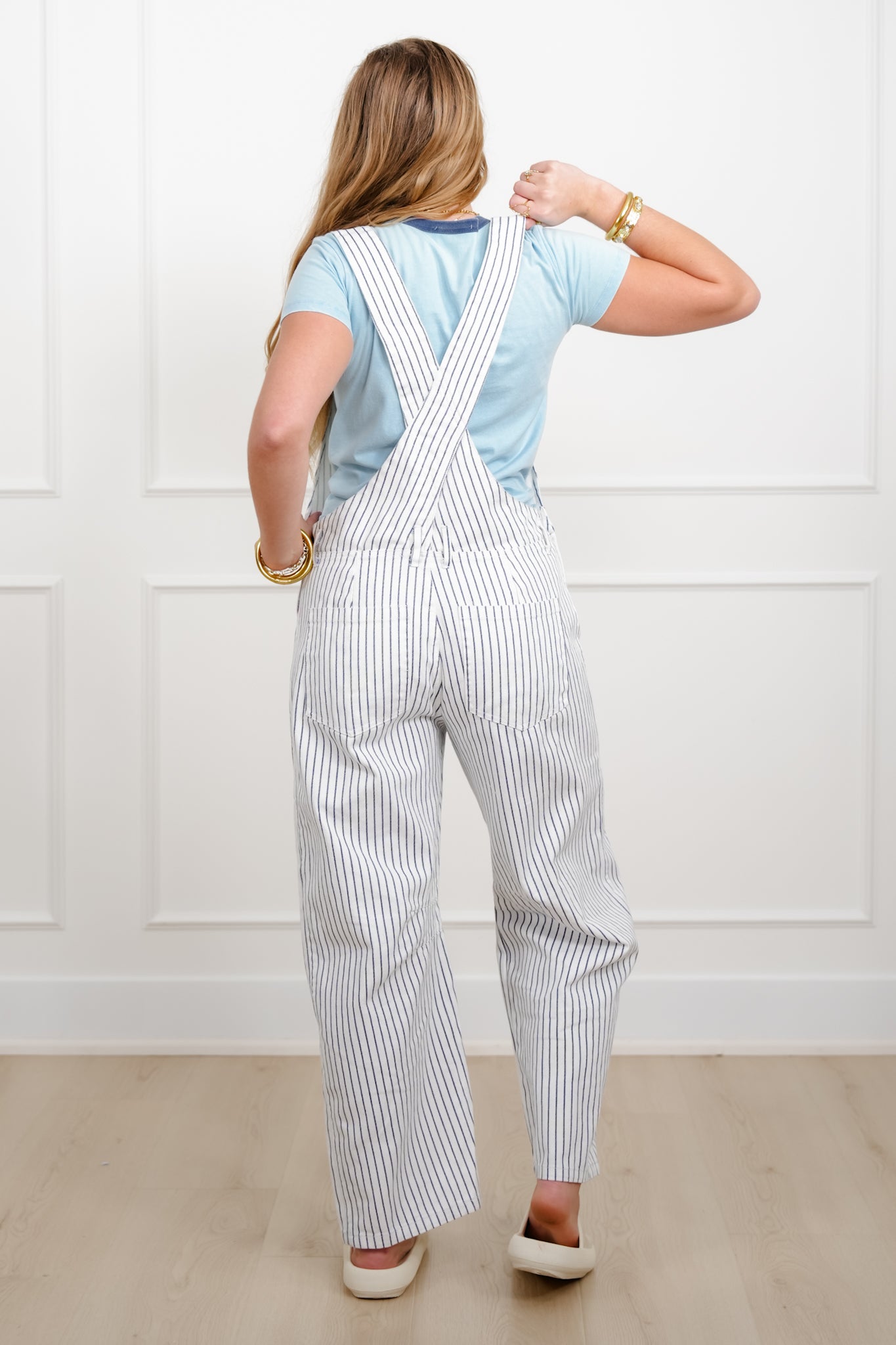 Rope Stripe Print Barrel Pants Overall
