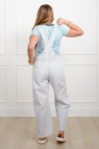 Rope Stripe Print Barrel Pants Overall