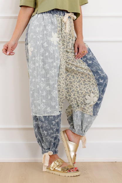 POL Butterfly Patchwork Elastic Waist Jogger Pants
