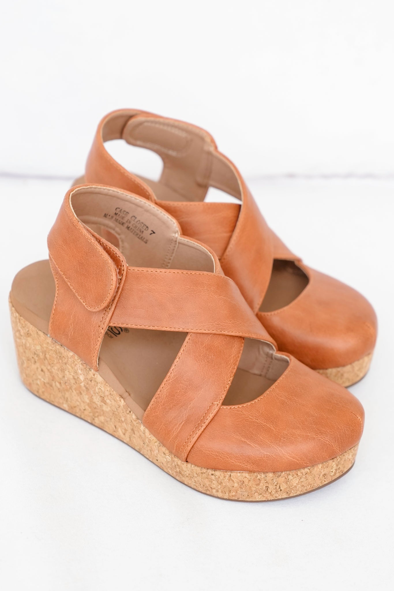 Corky's "Case Closed" Vegan Crisscross Wedge Sandal with Cork Platform and Adjustable Strap